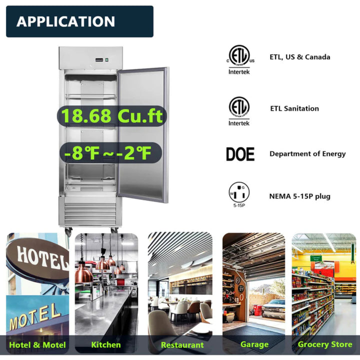 27" Commercial Reach-In Freezer – 19 cu. ft.