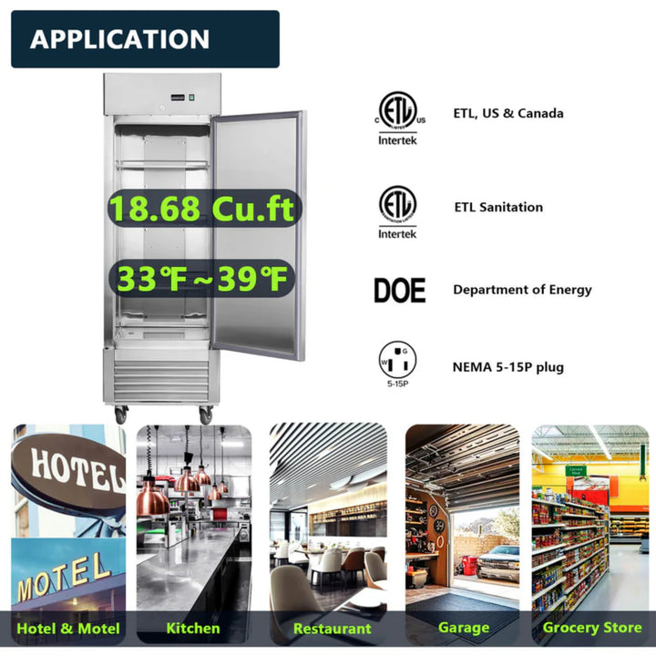 27" Commercial Reach-In Refrigerator – 19 cu. ft.