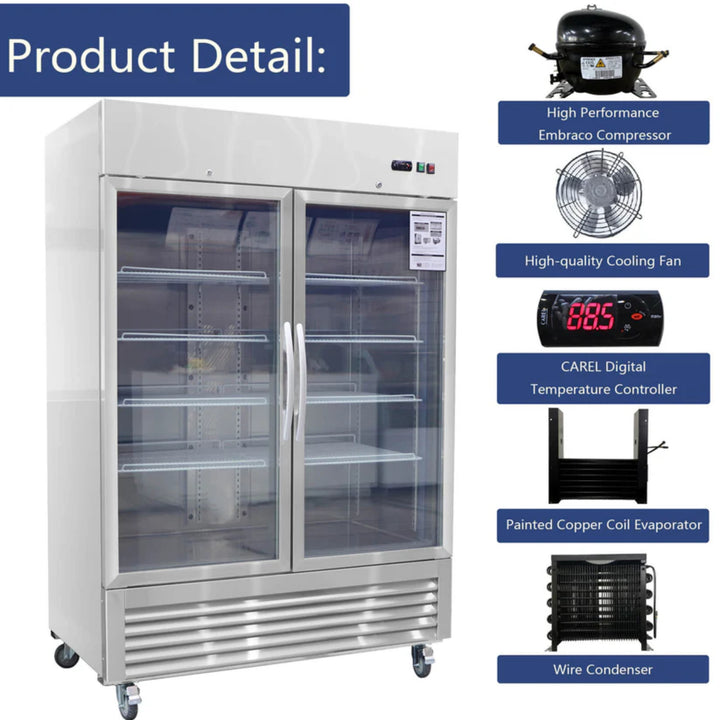 54" Commercial Glass Door Refrigerator – 42 cu. ft.