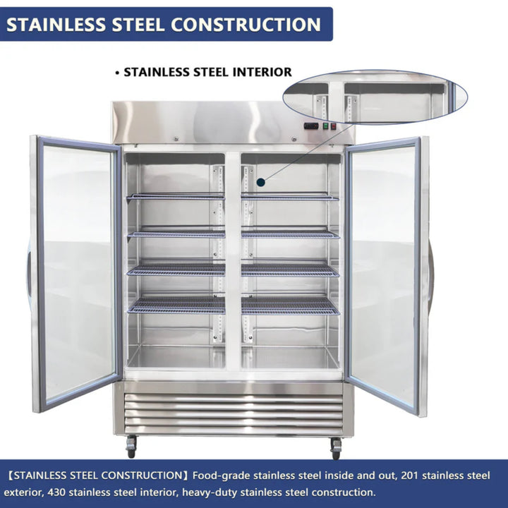 54" Commercial Glass Door Refrigerator – 42 cu. ft.