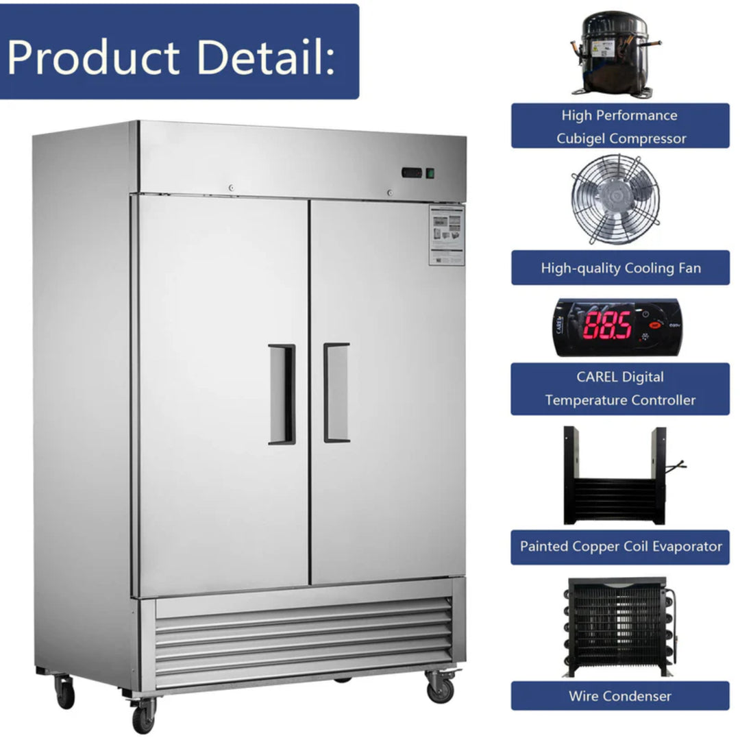 54" Commercial Freezer – 42 cu. ft. Double Solid Door