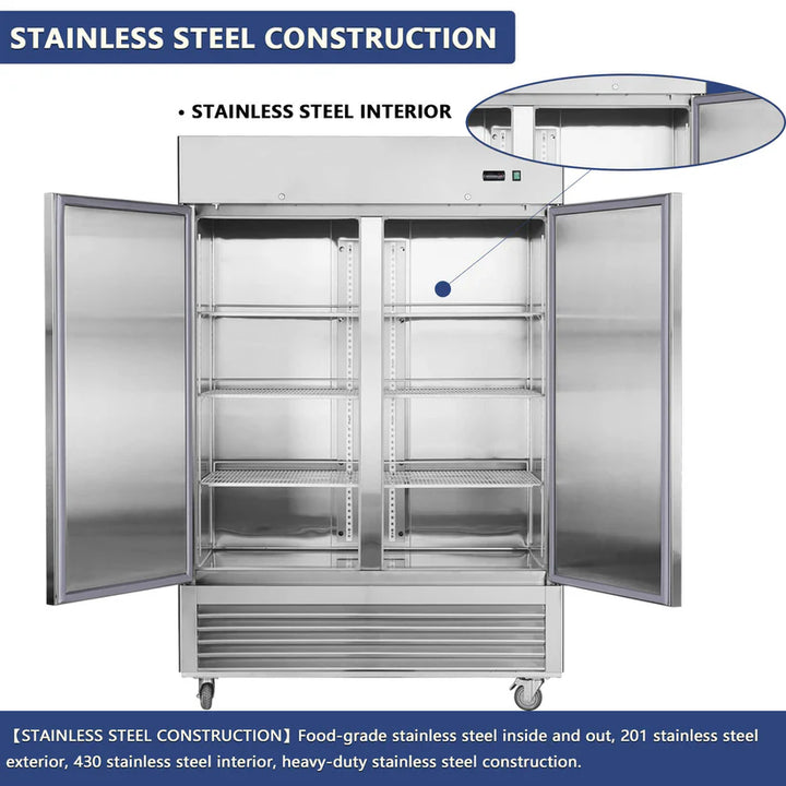 54" Commercial Refrigerator – 42 cu. ft. Double Solid Door